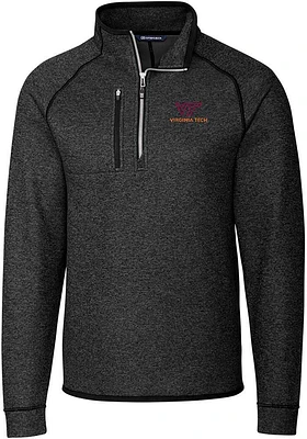 Cutter and Buck Virginia Tech Hokies Mens Charcoal Mainsail Long Sleeve Qtr Zip Pullover
