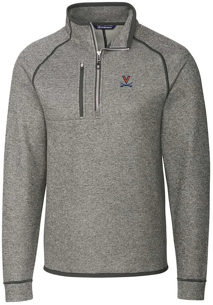 Cutter and Buck Virginia Cavaliers Mens Grey Mainsail Long Sleeve Qtr Zip Pullover