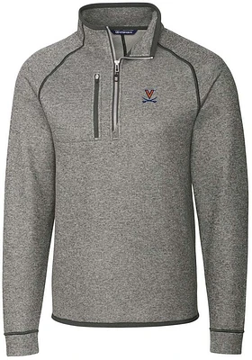 Cutter and Buck Virginia Cavaliers Mens Grey Mainsail Long Sleeve Qtr Zip Pullover
