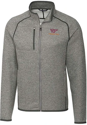 Cutter and Buck Virginia Tech Hokies Mens Grey Mainsail Medium Weight Jacket