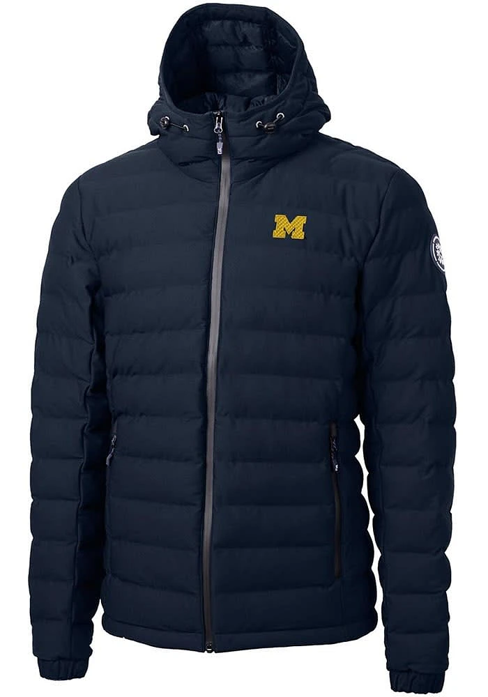 Cutter and Buck Michigan Wolverines Mens Blue Mission Ridge Repreve Puffer Filled Jacket