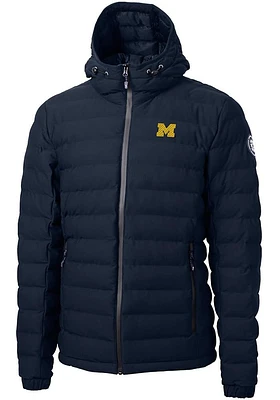 Cutter and Buck Michigan Wolverines Mens Blue Mission Ridge Repreve Puffer Filled Jacket