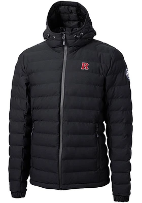 Mens Rutgers Scarlet Knights Black Cutter and Buck Mission Ridge Repreve Puffer Filled Jacket