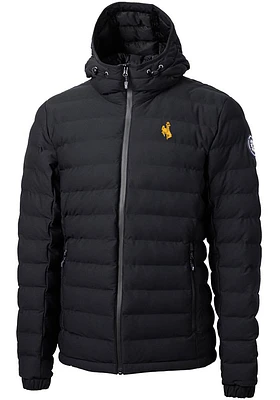 Cutter and Buck Wyoming Cowboys Mens Black Mission Ridge Repreve Puffer Filled Jacket