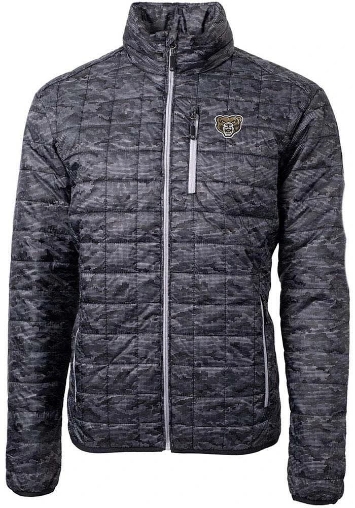 Cutter and Buck Oakland University Golden Grizzlies Mens Black Rainier PrimaLoft Printed Puffer ..
