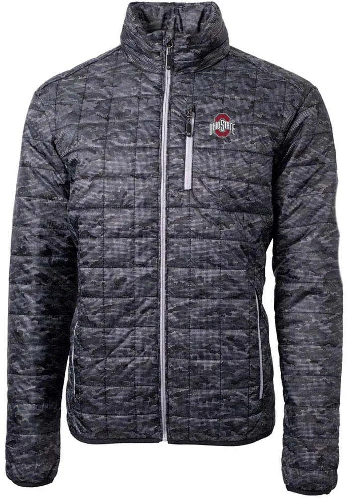 Cutter and Buck Ohio State Buckeyes Mens Black Rainier PrimaLoft Printed Puffer Filled Jacket