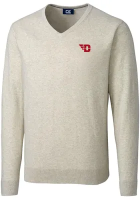 Cutter and Buck Dayton Flyers Mens Oatmeal Lakemont Long Sleeve Sweater