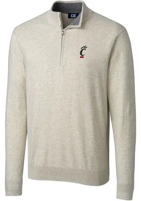 Cutter and Buck Cincinnati Bearcats Mens Oatmeal Lakemont Long Sleeve 1/4 Zip Pullover