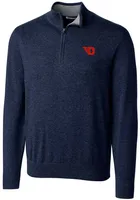 Cutter and Buck Dayton Flyers Mens Navy Blue Lakemont Long Sleeve Qtr Zip Pullover