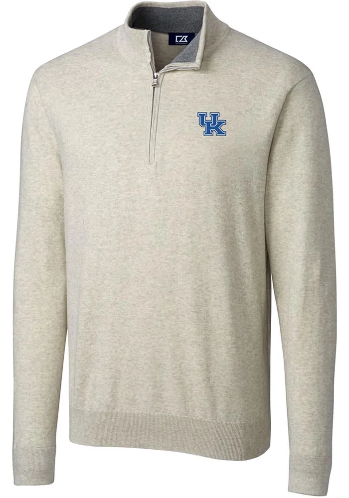 Cutter and Buck Kentucky Wildcats Mens Oatmeal Lakemont Long Sleeve 1/4 Zip Pullover