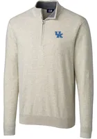 Cutter and Buck Kentucky Wildcats Mens Oatmeal Lakemont Long Sleeve 1/4 Zip Pullover