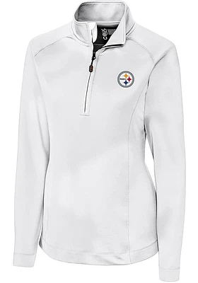 Cutter and Buck Pittsburgh Steelers Womens White Jackson Qtr Zip Pullover