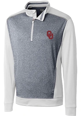 Cutter and Buck Oklahoma Sooners Mens White Replay Long Sleeve Qtr Zip Pullover