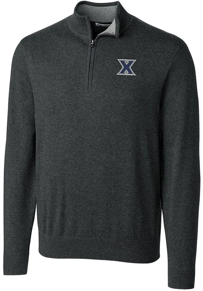 Cutter and Buck Xavier Musketeers Mens Charcoal Lakemont Long Sleeve Qtr Zip Pullover