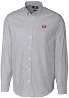 Cutter and Buck Cal Golden Bears Mens Charcoal Stretch Oxford Stripe Long Sleeve Dress Shirt