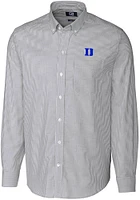 Cutter and Buck Duke Blue Devils Mens Charcoal Stretch Oxford Stripe Long Sleeve Dress Shirt