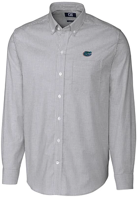 Cutter and Buck Florida Gators Mens Charcoal Stretch Oxford Stripe Long Sleeve Dress Shirt