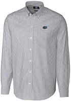 Cutter and Buck Florida Gators Mens Charcoal Stretch Oxford Stripe Long Sleeve Dress Shirt