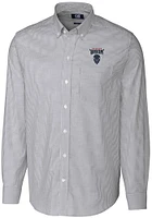 Cutter and Buck Howard Bison Mens Charcoal Stretch Oxford Stripe Long Sleeve Dress Shirt