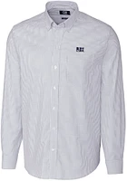 Cutter and Buck Jackson State Tigers Mens Navy Blue Stretch Oxford Stripe Long Sleeve Dress Shir..