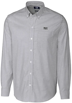 Cutter and Buck Jackson State Tigers Mens Charcoal Stretch Oxford Stripe Long Sleeve Dress Shirt