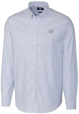 Cutter and Buck Southern University Jaguars Mens Blue Stretch Oxford Stripe Long Sleeve Dress Shir..