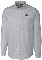 Cutter and Buck UNLV Runnin Rebels Mens Charcoal Stretch Oxford Stripe Long Sleeve Dress Shirt