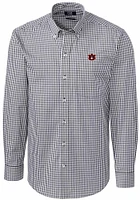 Cutter and Buck Auburn Tigers Mens Charcoal Easy Care Gingham Long Sleeve Dress Shirt