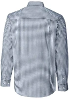 Cutter and Buck BYU Cougars Mens Navy Blue Easy Care Gingham Long Sleeve Dress Shirt