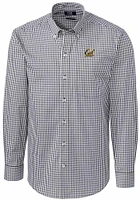 Cutter and Buck Cal Golden Bears Mens Charcoal Easy Care Gingham Long Sleeve Dress Shirt