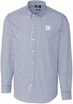 Cutter and Buck Duke Blue Devils Mens Easy Care Gingham Long Sleeve Dress Shirt