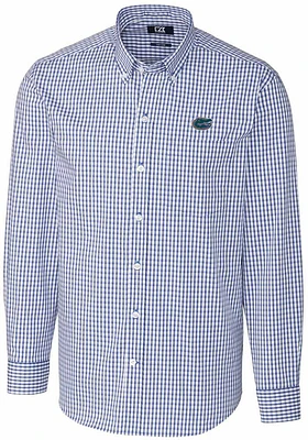 Cutter and Buck Florida Gators Mens Blue Easy Care Gingham Long Sleeve Dress Shirt