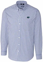 Cutter and Buck Florida Gators Mens Blue Easy Care Gingham Long Sleeve Dress Shirt