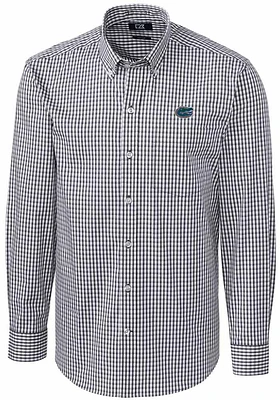 Cutter and Buck Florida Gators Mens Charcoal Easy Care Gingham Long Sleeve Dress Shirt