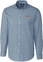 Cutter and Buck Gonzaga Bulldogs Mens Navy Blue Easy Care Gingham Long Sleeve Dress Shirt