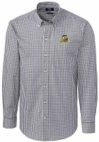 Mens Oregon Ducks Charcoal Cutter and Buck Easy Care Gingham Long Sleeve Dress Shirt