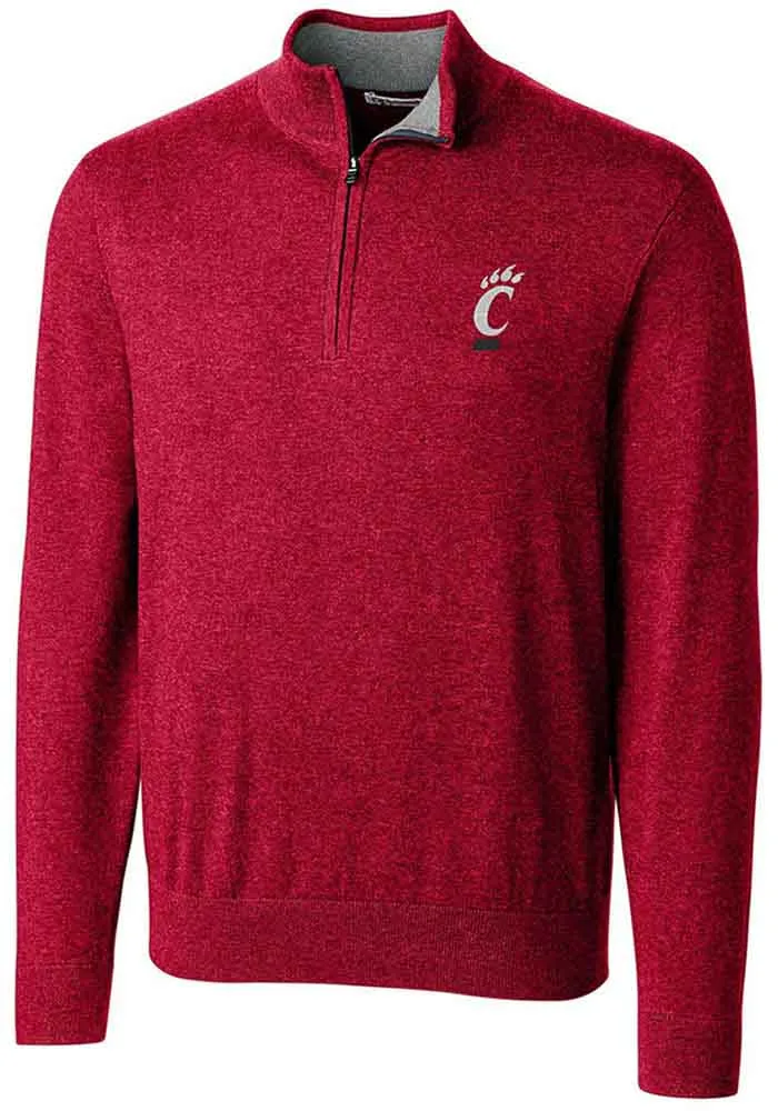 Cutter and Buck Cincinnati Bearcats Mens Lakemont Long Sleeve Qtr Zip Pullover