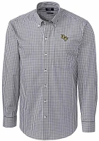 Cutter and Buck UCF Knights Mens Charcoal Easy Care Gingham Long Sleeve Dress Shirt