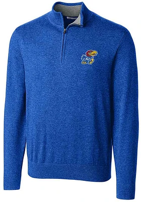 Cutter and Buck Kansas Jayhawks Mens Blue Lakemont Long Sleeve Qtr Zip Pullover