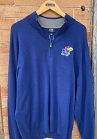 Cutter and Buck Kansas Jayhawks Mens Blue Lakemont Long Sleeve Qtr Zip Pullover
