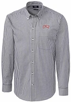 Cutter and Buck UNLV Runnin Rebels Mens Charcoal Easy Care Gingham Long Sleeve Dress Shirt