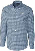 Cutter and Buck Virginia Cavaliers Mens Navy Blue Easy Care Gingham Long Sleeve Dress Shirt
