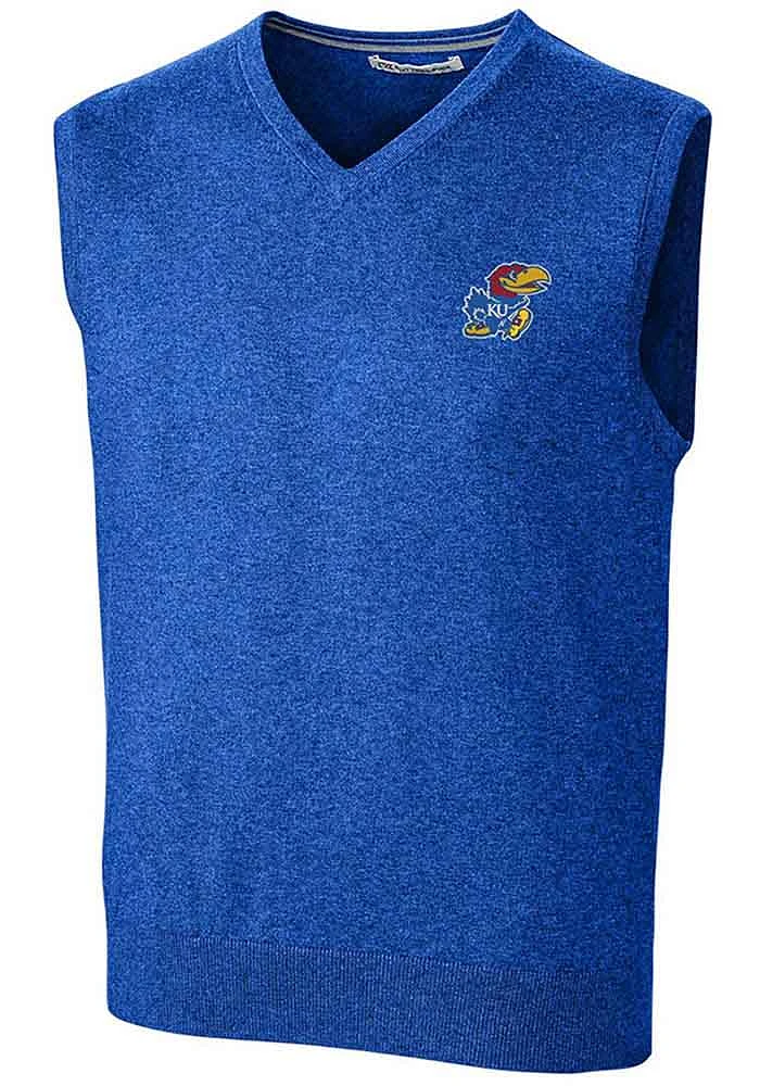 Cutter and Buck Kansas Jayhawks Mens Blue Lakemont Vest Sweater