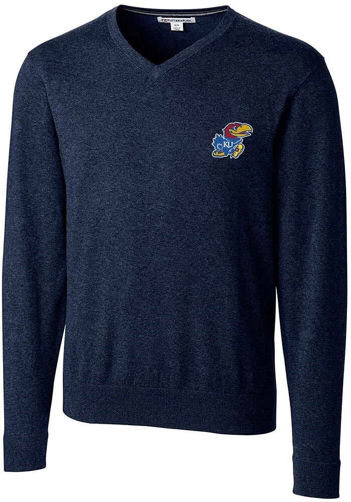 Cutter and Buck Kansas Jayhawks Mens Navy Blue Lakemont Long Sleeve Sweater