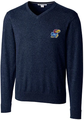 Cutter and Buck Kansas Jayhawks Mens Navy Blue Lakemont Long Sleeve Sweater