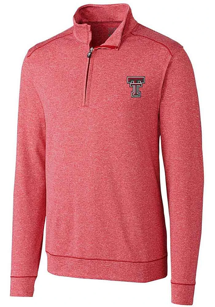 Cutter and Buck Texas Tech Red Raiders Mens Shoreline Long Sleeve Qtr Zip Pullover