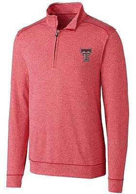 Cutter and Buck Texas Tech Red Raiders Mens Shoreline Long Sleeve Qtr Zip Pullover