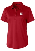 Womens Nebraska Cornhuskers Cardinal Cutter and Buck Prospect Textured Short Sleeve Polo Shirt
