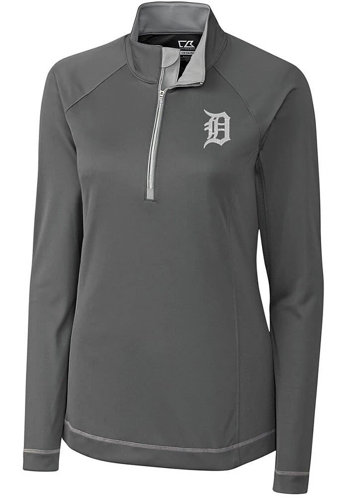 Cutter and Buck Detroit Tigers Womens Grey Evolve Qtr Zip Pullover
