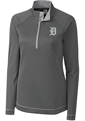 Cutter and Buck Detroit Tigers Womens Grey Evolve Qtr Zip Pullover